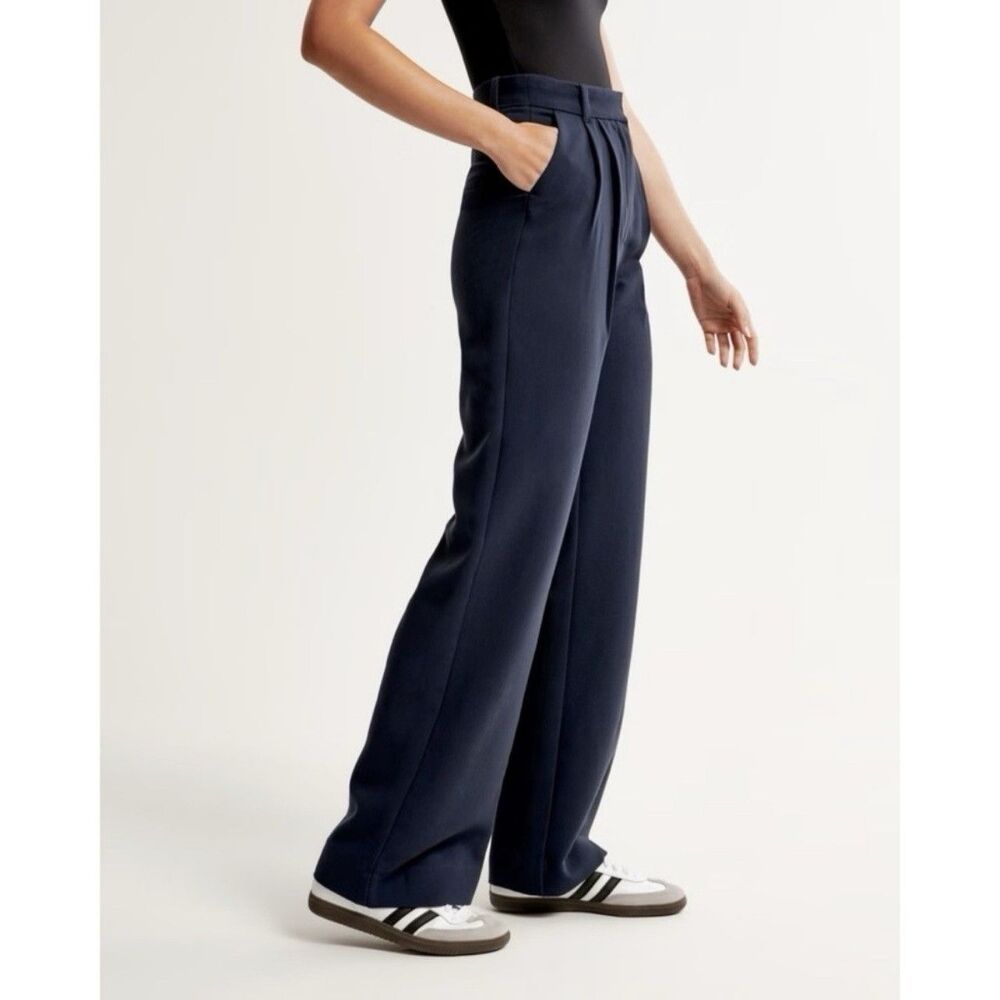 Abercrombie & Fitch Navy Wide Leg Trousers
